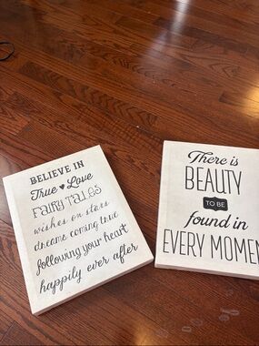 Inspirational Wall Art Set - Neutral Script Quotes